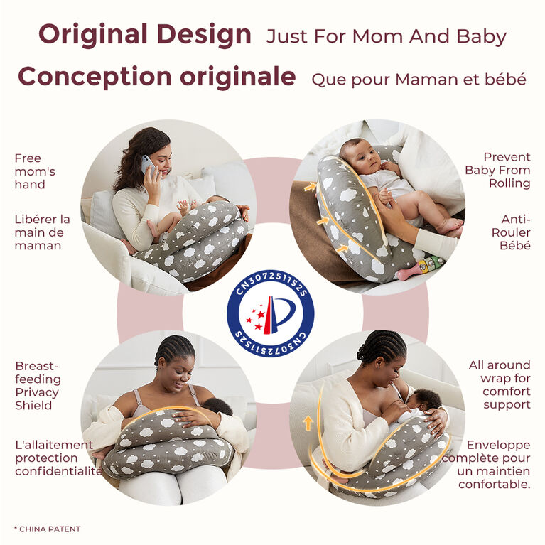 Momcozy Nursing Pillow Grey Clouds
